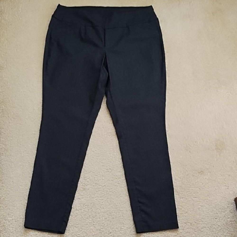 CJ Banks Pants Women's 16W Plus Size Signature Slimming Stripes Black Gray